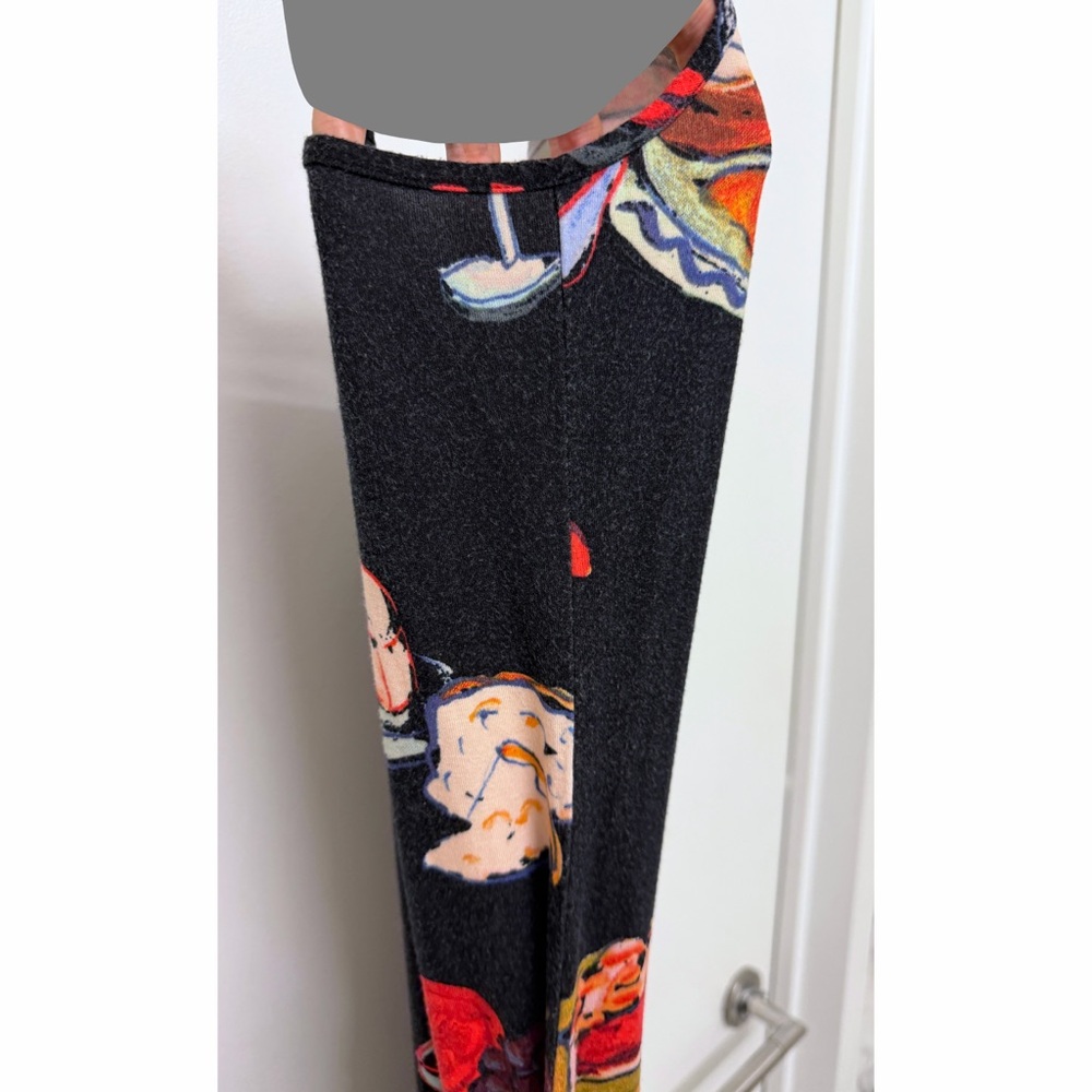 Lisa Says Gah Caviar Set The Table Sofia Slip Dress Food Print Black Candle M - Picture 13 of 14